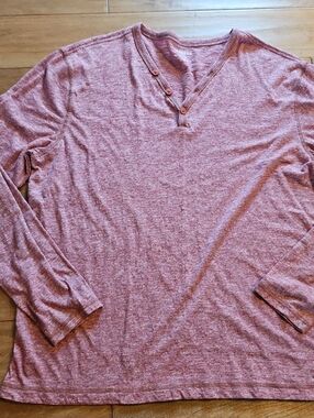 Express Long-Sleeve Henley in Heathered Mauve
